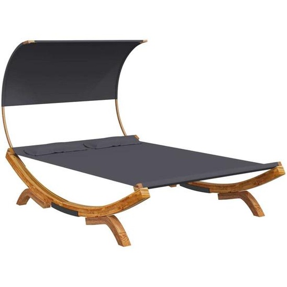 Lit repos et auvent 165x203x126 cm Bois courbé Anthracite