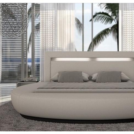 Lit rond blanc lumineux 200x200 cm - Kovel -  Sans sommier