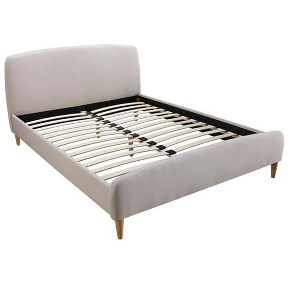 Lit scandinave MILIBOO NIELS 160x200cm tissu beige - Bois - A lattes