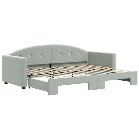 Lit simple - 80x200 cm,lit de repos 2 en 1 Lit de jour avec gigogne gris clair CHY66227142