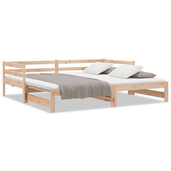Lit simple - 90x190 cm, lit de repos 2 en 1 Lit de jour et lit gigogne bois massif CHY32541676