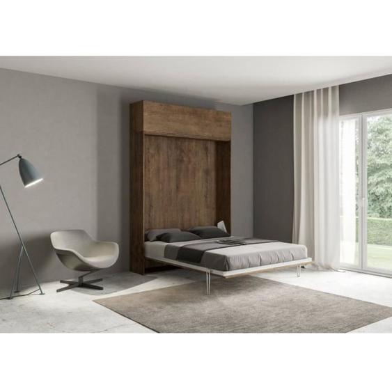 Lit escamotable vertical - ISOKA - Kentaro - Noyer - 1 place - Design contemporain