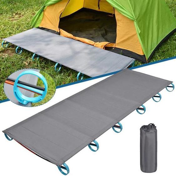 Lit Simple Pliant Portable Ultra-Léger Extérieur en Alliage dAluminium - ROLEADER - Lit de Tente pour Plage - 180x60cm
