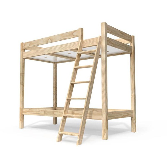 Lit superposé 2 places 90x190 échelle inclinée bois ABC