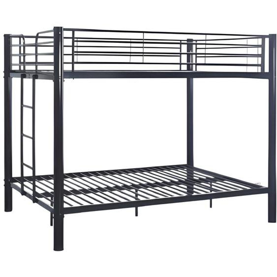 Homy France - Lit superposé 4 places 2+2 colosse noir 140x190 cm sommier inclus