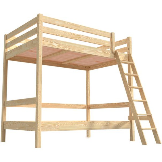 Lit superposé adulte 120x200 double 2 places échelle bois Sylvia