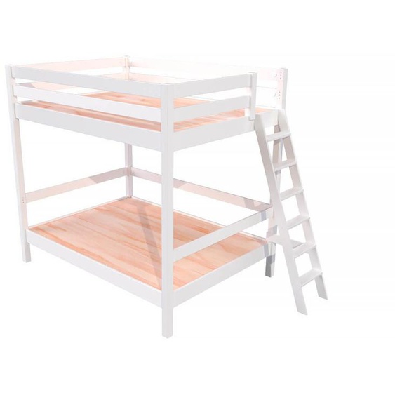Lit superposé adulte 160x200 double 2 places échelle bois Sylvia