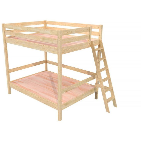 Lit superposé adulte 160x200 double 2 places échelle bois Sylvia