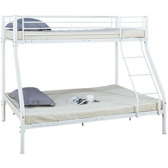 Lit superposé en métal Leo Sommiers inclus - 90/140 x 190 cm - Blanc