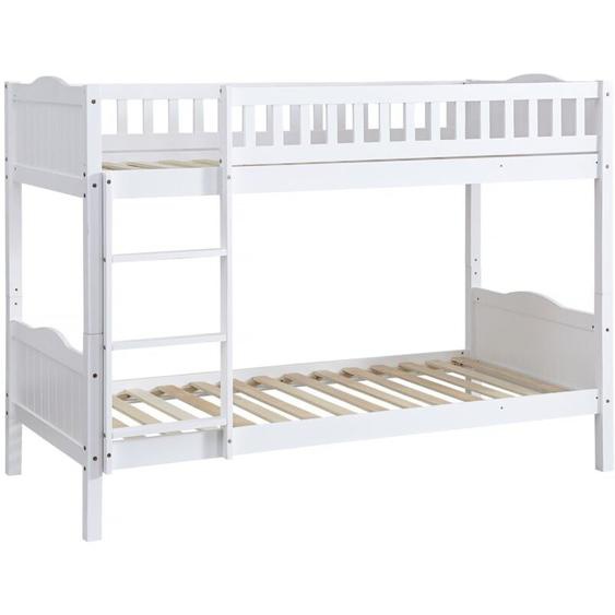 Lit superposé enfant Gabriel - Bois - Blanc - 90 x 190 cm