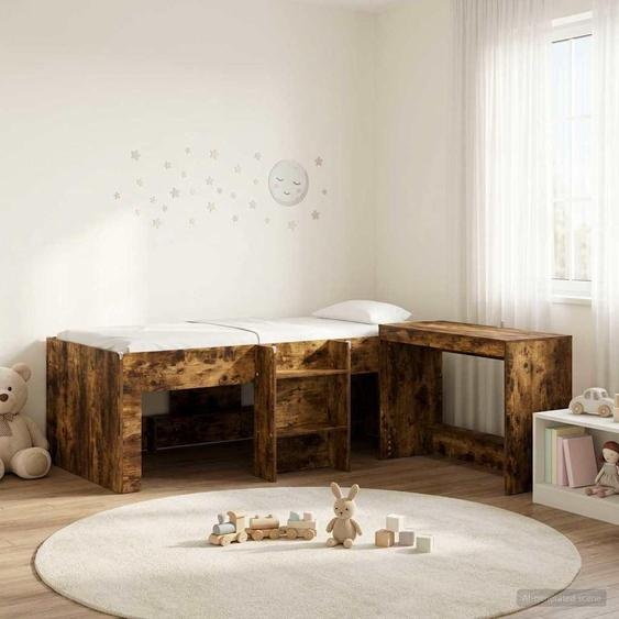 Lit superposé exclusif avec bureau pour enfants, finition chêne fumé, quantité : 2