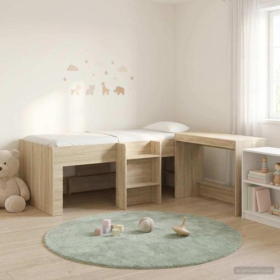 Lit superposé exclusif avec bureau pour enfants, modèle Sonoma en chêne, quantité : 2