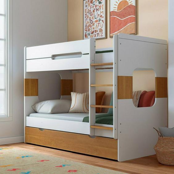 Lit Superposé Gigogne Leji Blanc Et Noisette