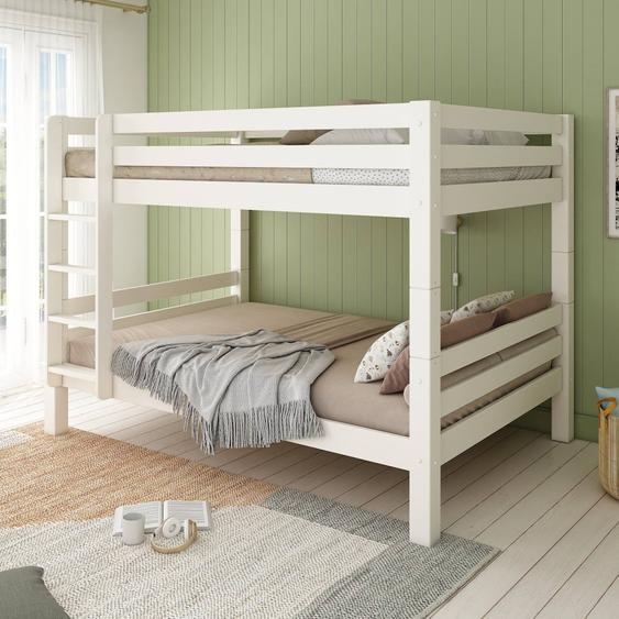 Lit Superposé H160 Séparable Extra-solide En Bois Massif Hercule Blanc