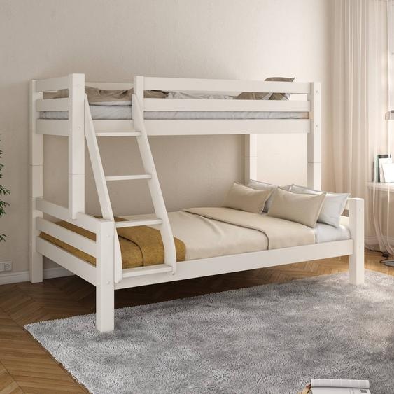 Lit Superposé H160 Séparable Extra-solide En Bois Massif Hercule Blanc
