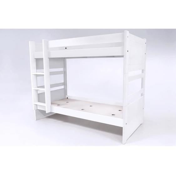 Lit superposé transformable en 2 lits - ABC MEUBLES - Duo - Bois massif - Blanc - 90x190