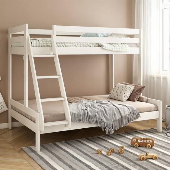 Lit Superposé Trois Places En Bois Massif Isidore Blanc