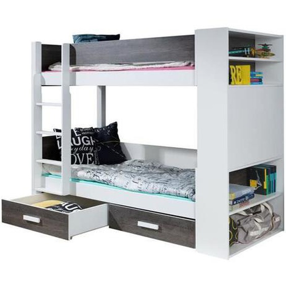 Lit superposés pour chambre enfant - Henderson - Modèle 141 - Blanc - 210x94x160cm