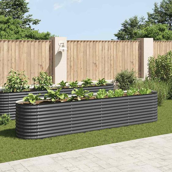 Lit surélevé de jardin 400x80x81 cm Acier galvanisé Gris