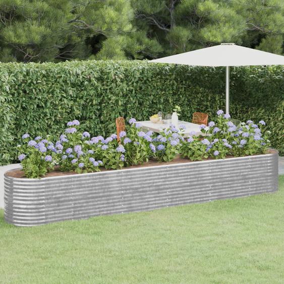 Lit surélevé de jardin Acier galvanisé Argenté