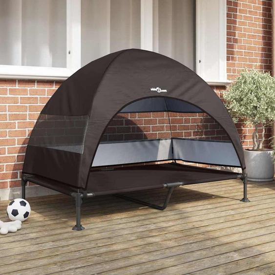 Lit surélevé pour chien Marron 127 x 81 x 108 cm Tissu et acier