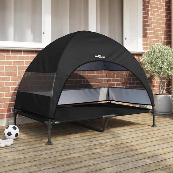 Lit surélevé pour chien Noir 127 x 81 x 108 cm Tissu et acier