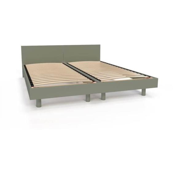 Lit Twin bois massif - ABC MEUBLES - Gris - 80x190 - A lattes - Classique - Intemporel