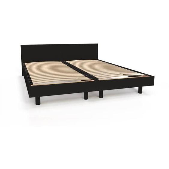 Lit Twin bois massif - ABC MEUBLES - Noir - 80x190 - 1 personne - A lattes - Classique