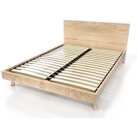 Lit Viking style Scandinave bois 2 places 140x190 Vernis Naturel - ABC MEUBLES
