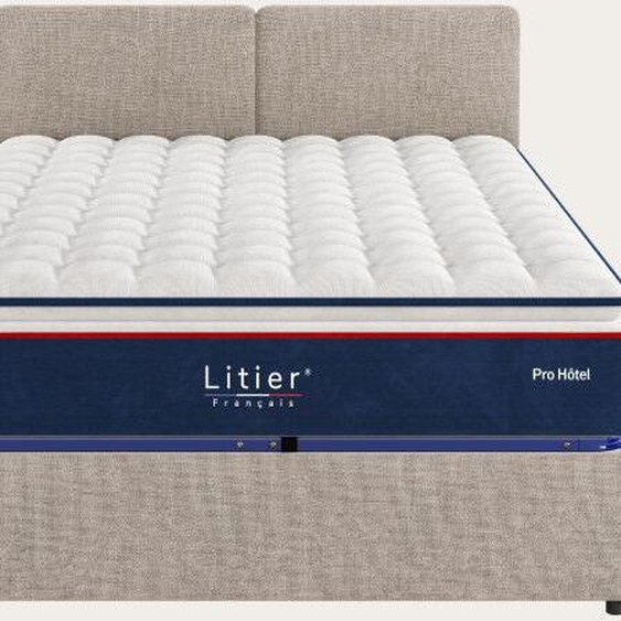 Litier Français Ensemble lit coffre Impérial et matelas Pro Hôtel -  180 x 200 (cm) Gris taupe