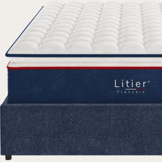 Litier Français Ensemble sommier coffre  et matelas Pro Hôtel -  140 x 190 (cm) Bleu marine