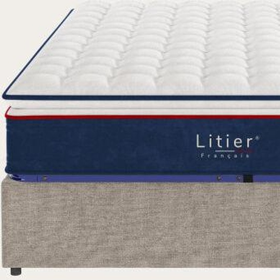 Litier Français Ensemble sommier coffre  et matelas Pro Hôtel -  160 x 200 (cm) Gris taupe