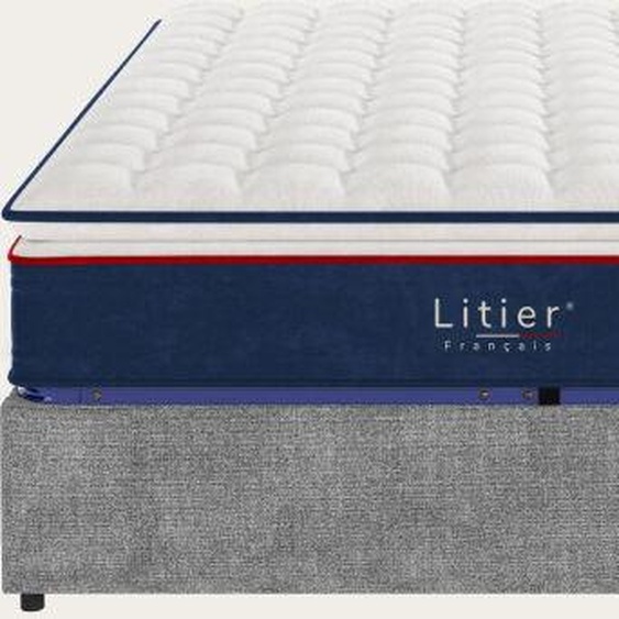 Litier Français Ensemble sommier coffre  et matelas Pro Hôtel -  180 x 200 (cm) Gris clair