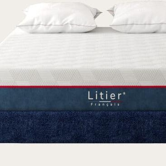 Litier Français Ensemble sommier et matelas Cloud Original -  160 x 200 (cm) (En version 2 x 80 reliés pour accès étroit) Bleu marine