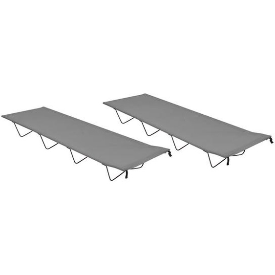 Lits de camping 2 pcs 180x60x19 cm Tissu Oxford et acier Gris