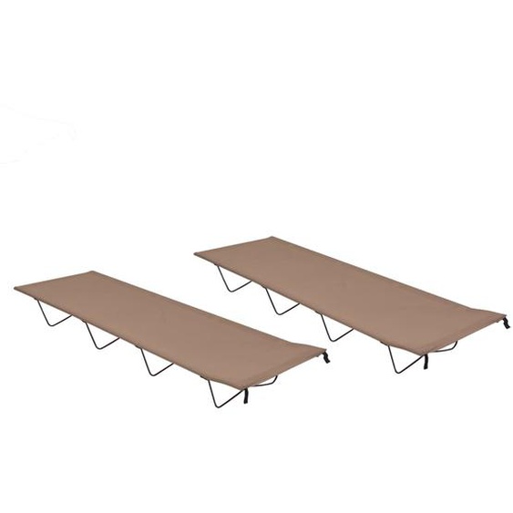 Lits de camping 2 pcs 180x60x19 cm Tissu Oxford et acier Taupe
