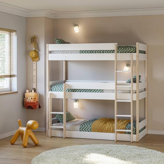 Lits Superposés 3 Couchages - Gain De Place - Gamme Elia Blanc