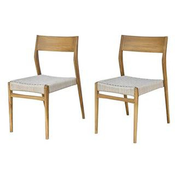 LIVIE  Chaise de jardin en teck massif et cordage beige (lot de 2)