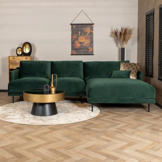 Livin24  Canapé dangle droit en velours Denver vert