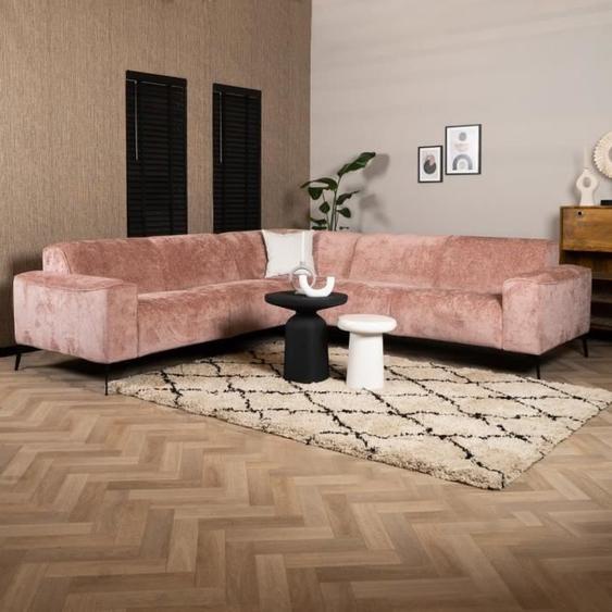Livin24  Canapé dangle scandinave Vegas rose tissu chenille gauche/droit