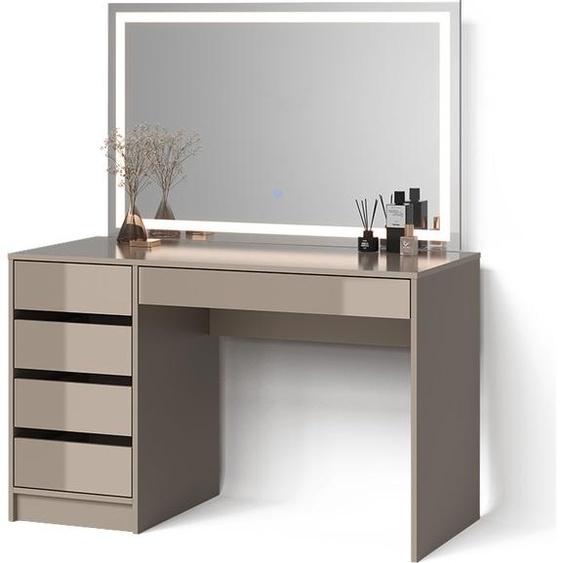 Livinity Coiffeuse Imola, 120cm avec miroir LED, Grège