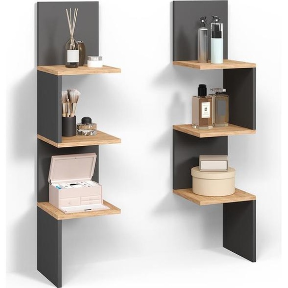 Étagère dangle Livinity Vesuvio Anthracite 28x116.4cm Lot de 2, Model 59017