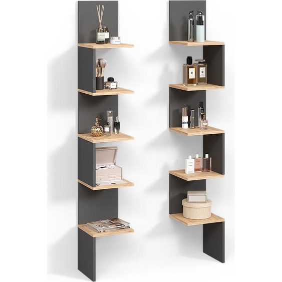 Étagère dangle Livinity Vesuvio Anthracite 28x175.4cm Lot de 2, Model 59011