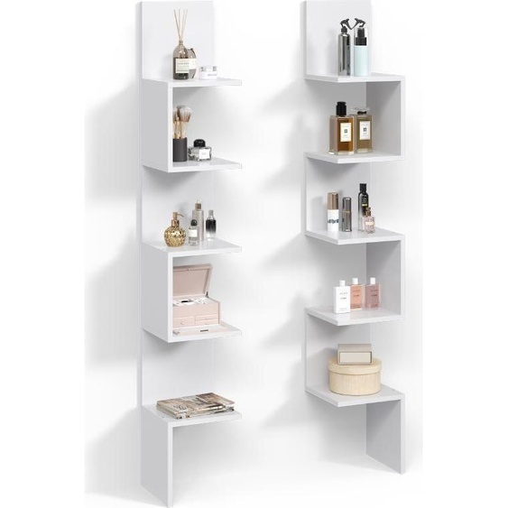 Étagère dangle Livinity Vesuvio Blanc 28x175.4cm Lot de 2, Model 59012