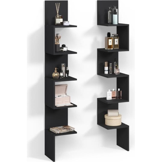 Étagère dangle Livinity Vesuvio Noir 28x175.4cm Lot de 2, Model 59013