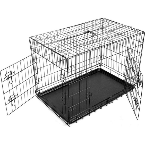 Livista® - Niche pour chiens en métal L - Bac PVC inclus - Avec poignées - 2 portes - Robuste et pratique - 92x63x57cm