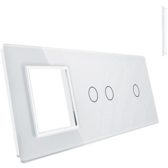 Livolo Panneau 3 modules Verre Cristal Blanc