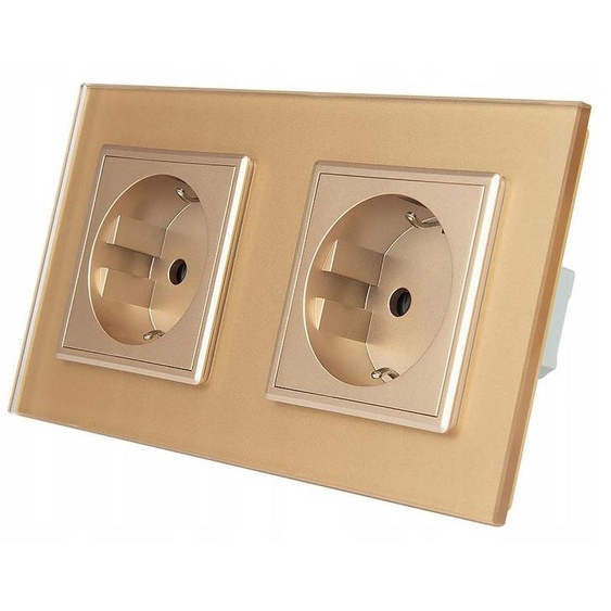 Livolo Prise Double Murale Verre Champagne 2x230V 16A