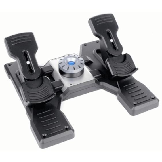Logitech G Flight Rudder Pedals, simulation de vol, PC, Analogique/Numérique, Avec fil, USB 2.0, Noir, Argent 945-000005