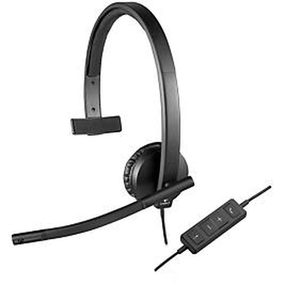 Logitech H570e, Casque, Arceau, Bureau/Centre dappels, Noir, Monophonique, Avec fil 981-000571